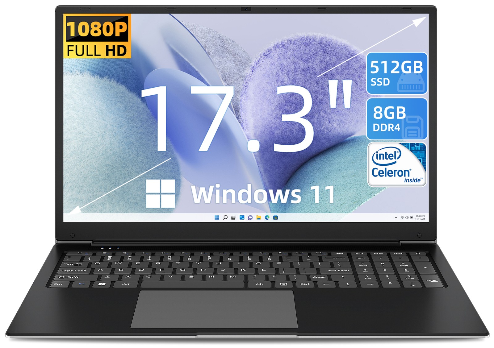 SGIN 17.3 Inch Laptop Computer, Intel Celeron N4020, 8+512GB,Dual-Core，Window 11