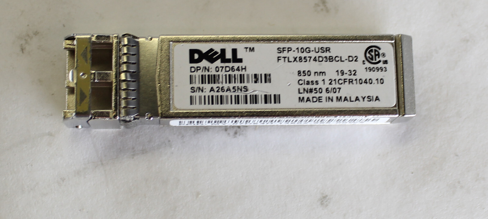 Dell XCVR SFP-10G-USR FTLX8570D3BCL-D2 7D64H Optical Transceiver