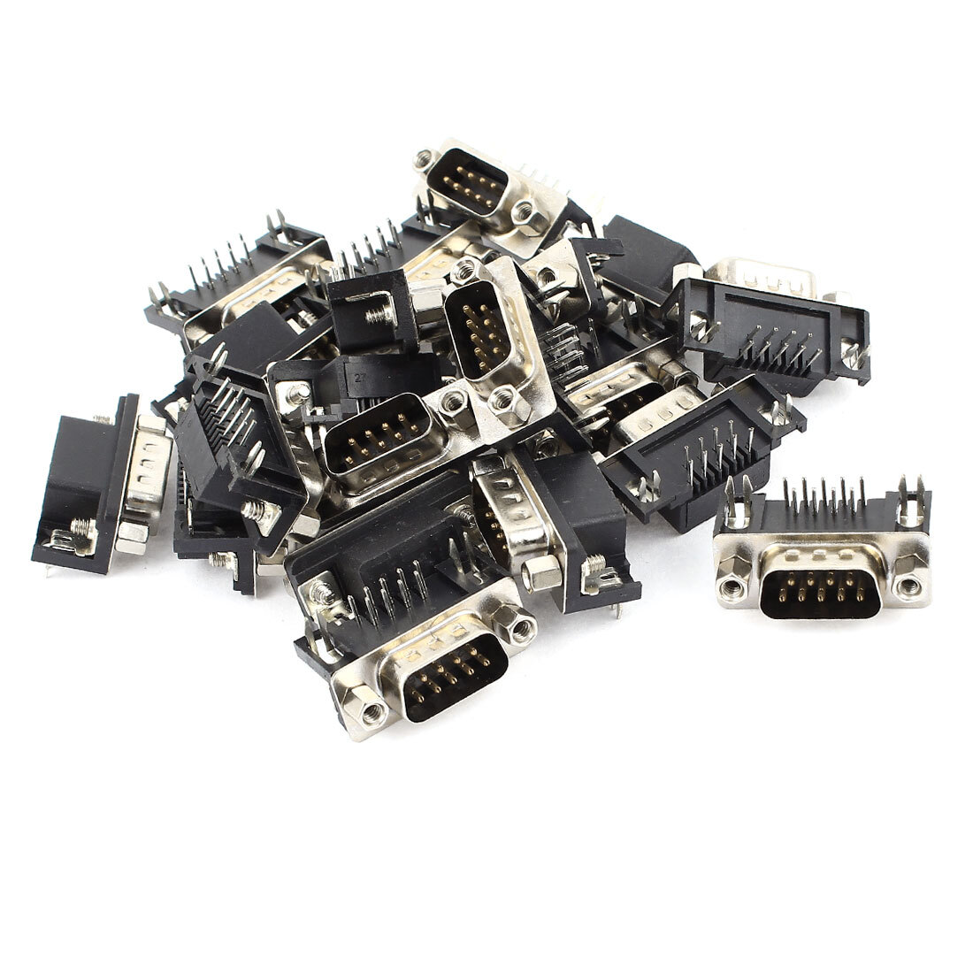 20 x Panel Mount Right Angle DB9 RS232 Serial Male Socket Adapter Connector