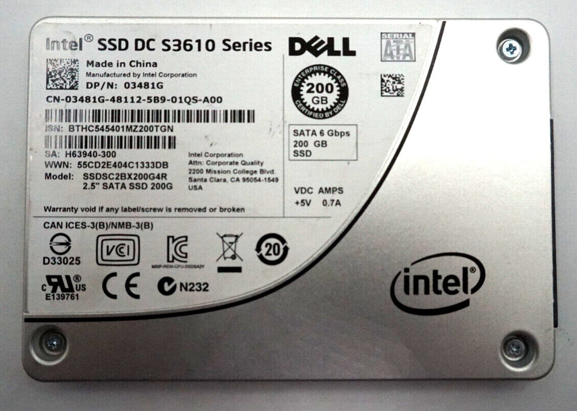 Intel SSDSC2BX200G4R DC S3610 Series 2.5