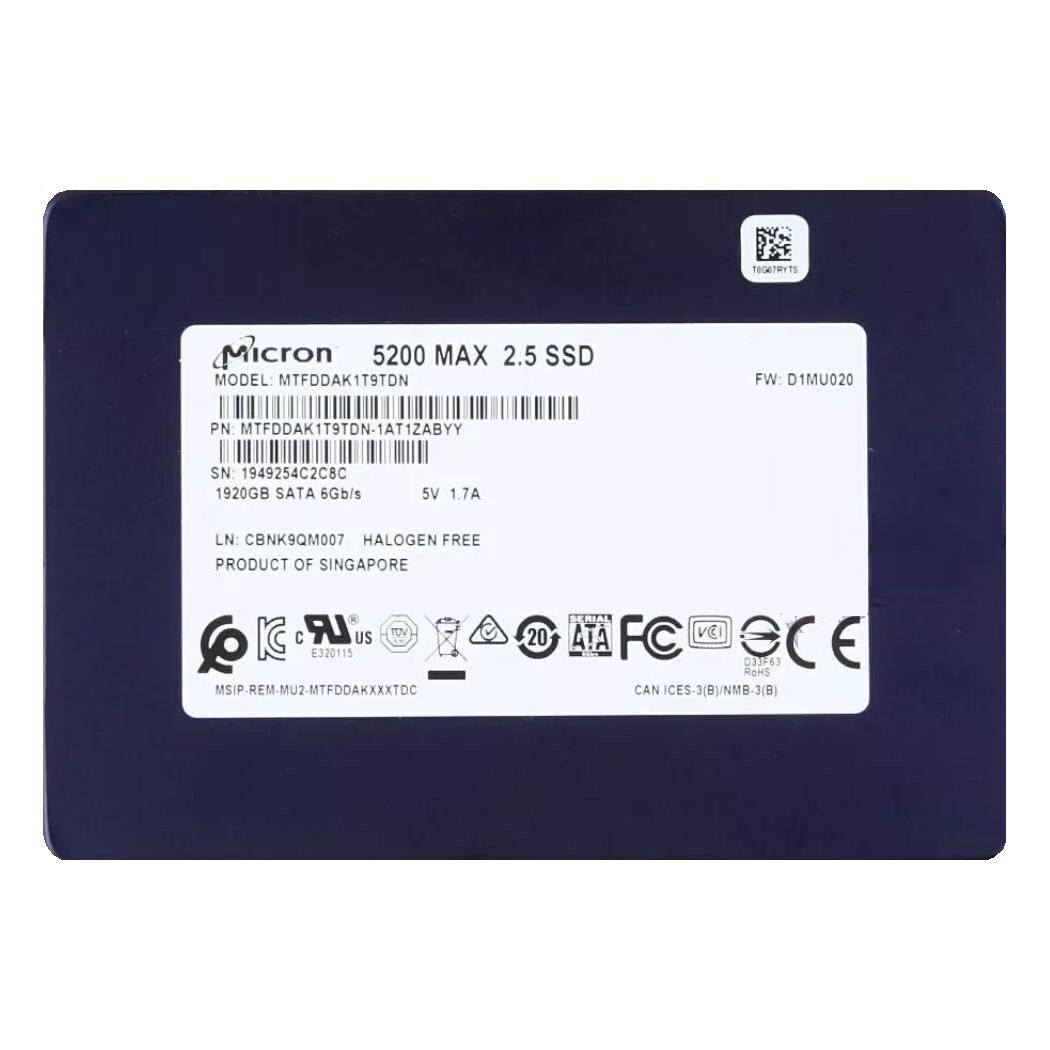 Micron 5200 MAX 1.92TB SSD SATA 6Gbps Solid State Drive MTFDDAK1T9TDN-1AT1ZABYY