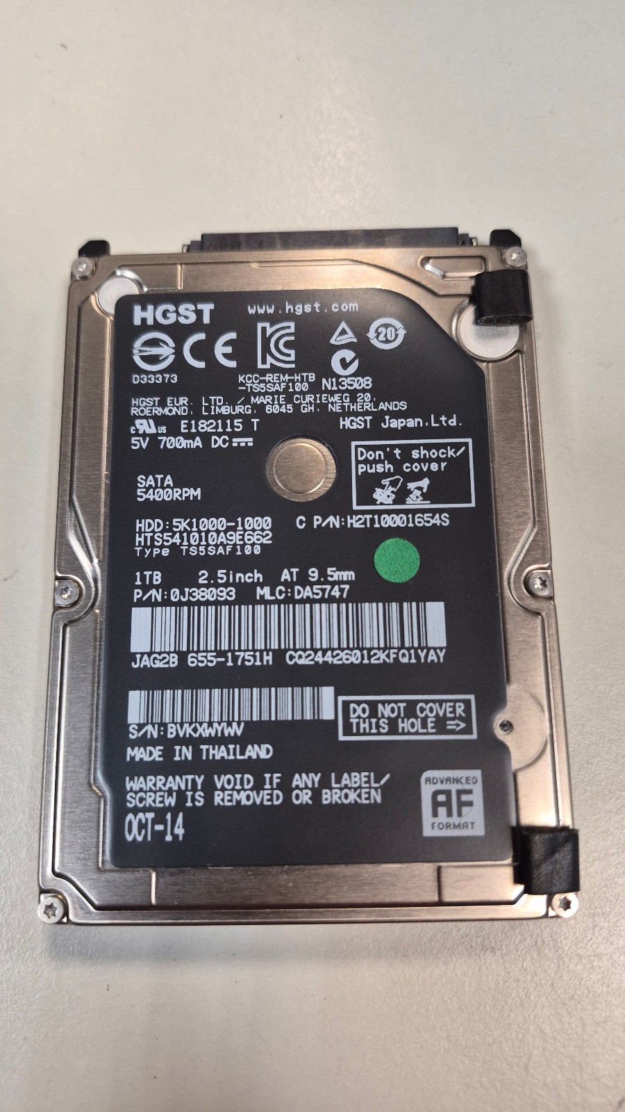 HGST H2T10001654S 1TB 5400RPM 2.5" SATA Hard Drive HDD for Apple