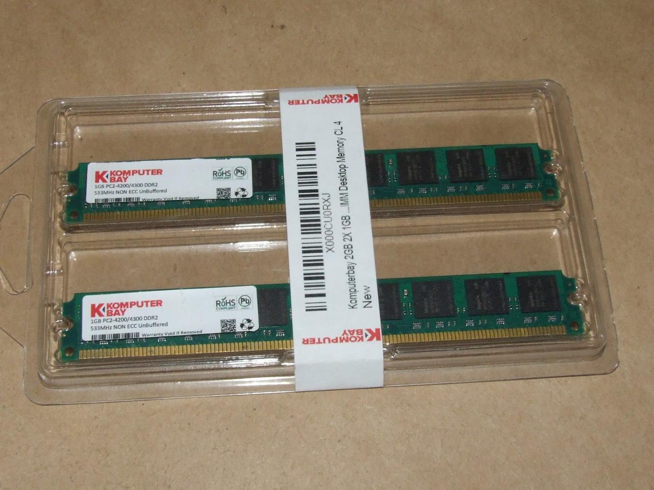 Komputer Bay Desktop Memory 2GB 2 X 1 GB PC2 4200 / 4300 DDR2 533 MHz RAM Sealed