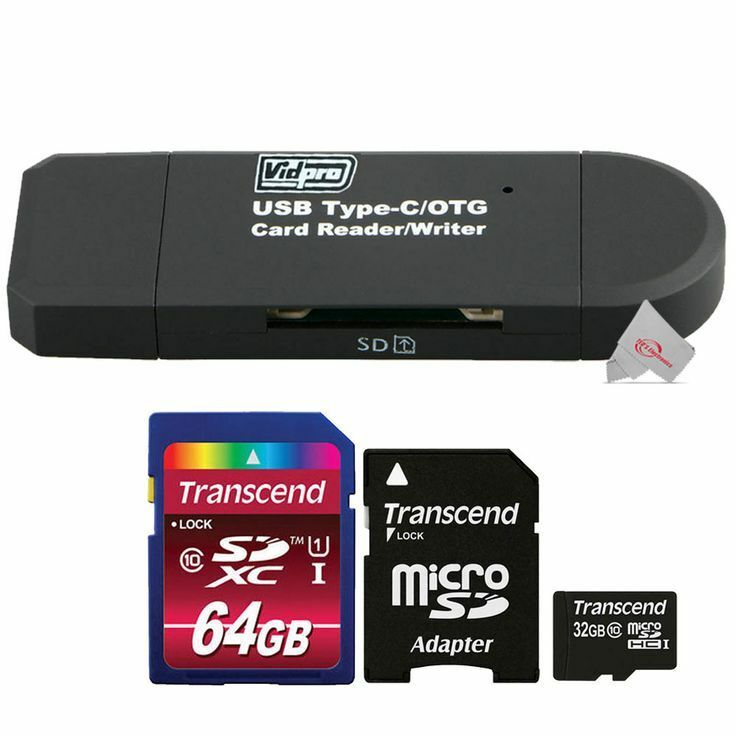 VidPro USB 2.0 Type-C MicroSD & SD Card Reader with Micro SD & SDHC Memory Card