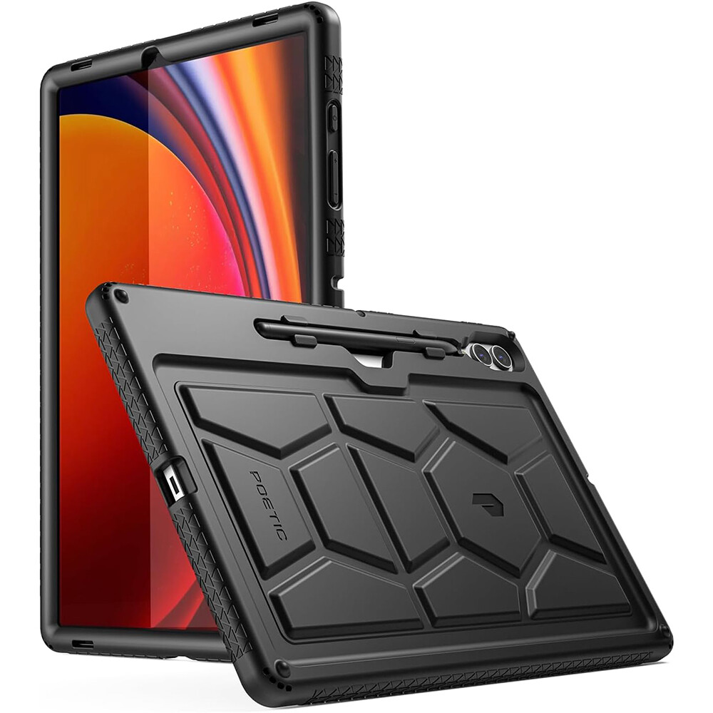 For Galaxy Tab S10 Plus S9 Plus Case With Pen Holder Poetic Silicone Cover Black