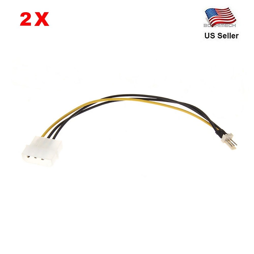 4 Pin IDE To 3 Pin CPU/Case Fan Connector Cable Adapter - 2pcs