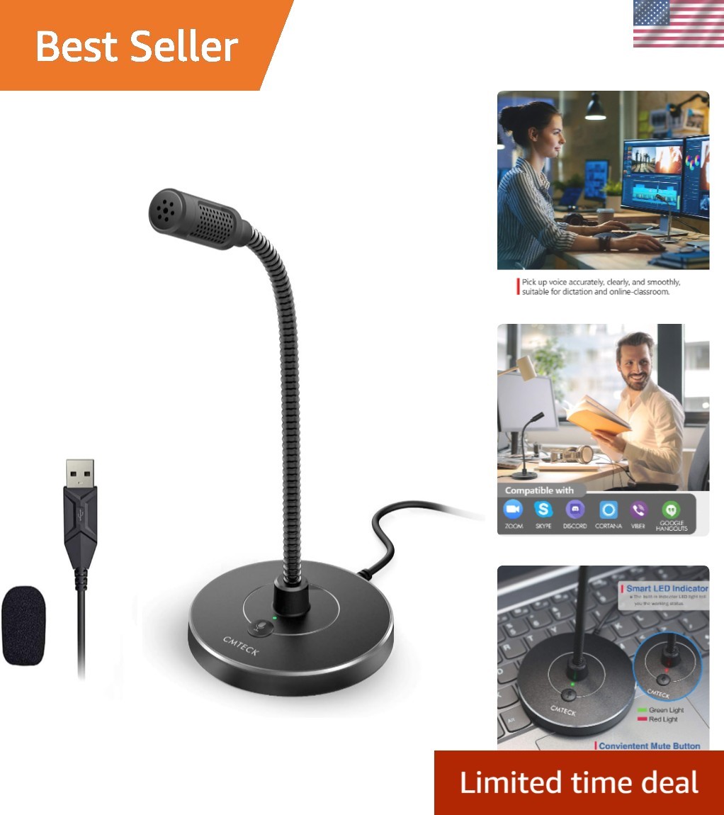 Professional USB Microphone G009 with Adjustable Gooseneck & LED Mute Control