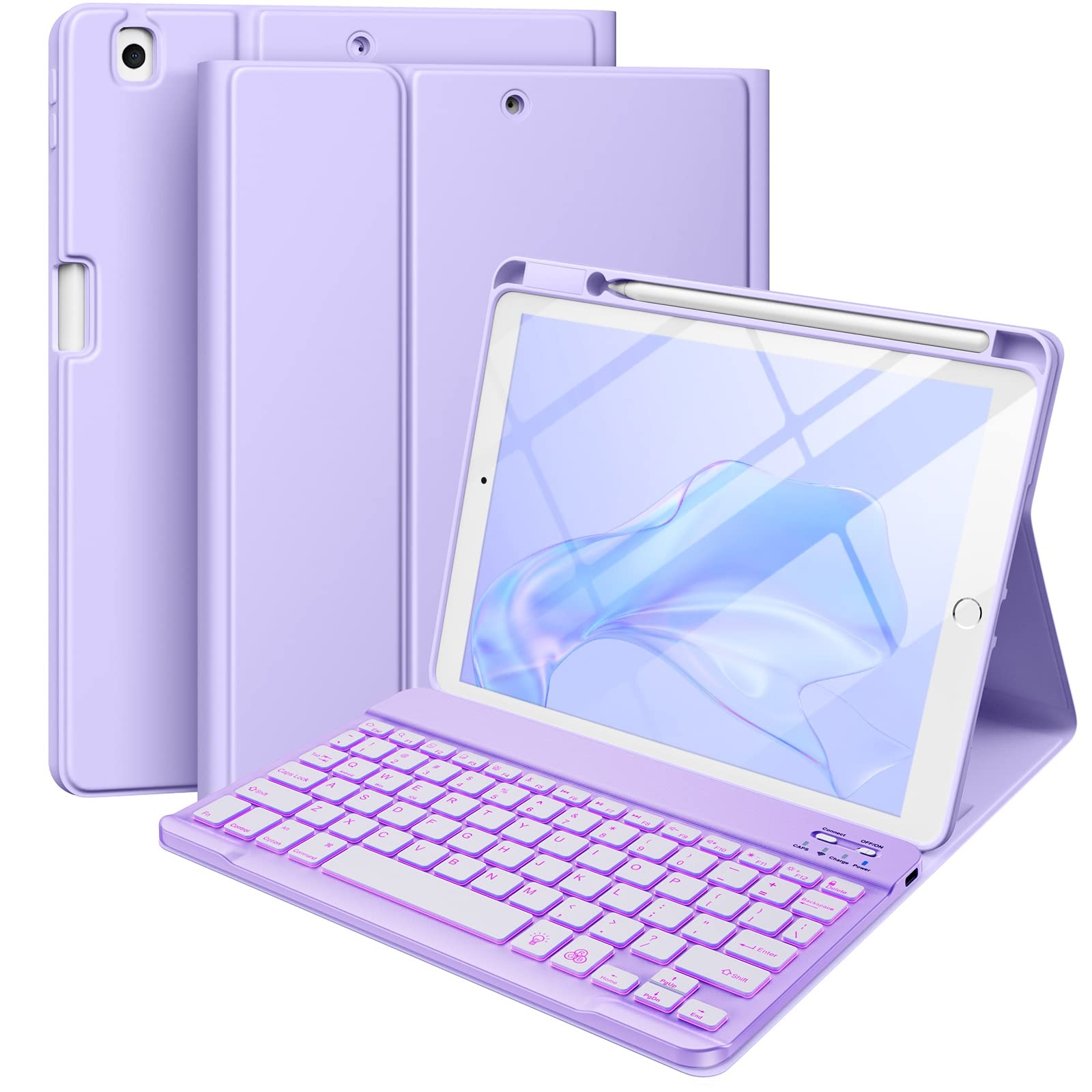 Hamile for iPad 9/8/7th Generation Case with Keyboard 10.2 Inch - Wireless