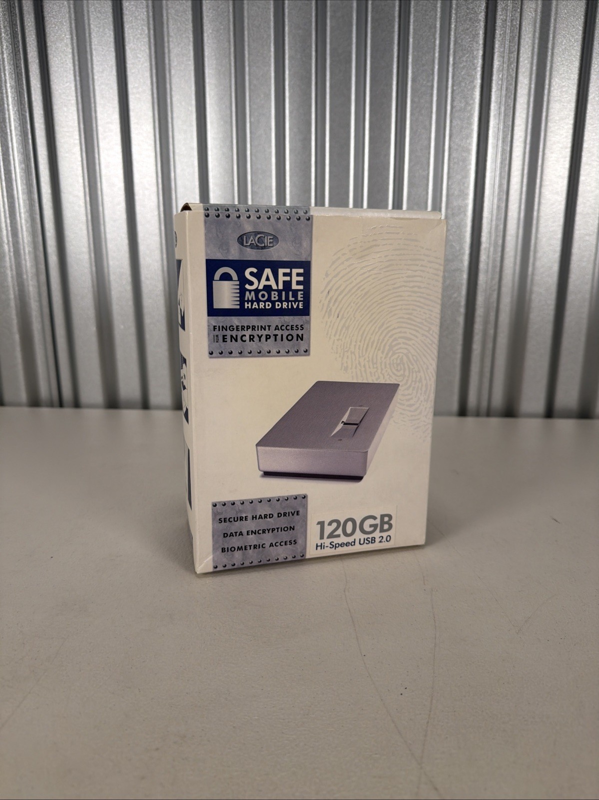NEW Lacie Safe Mobile Biometric Fingerprint Hard Drive 120GB