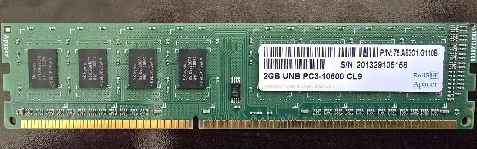 Apacer 2GB DDR3 PC3-10600 1333MHz CL9 240-Pin Desktop RAM