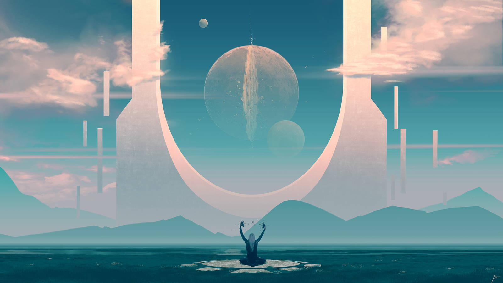 Landscape joeyjazz science fiction space art deviantart Custom Gaming Mat Desk