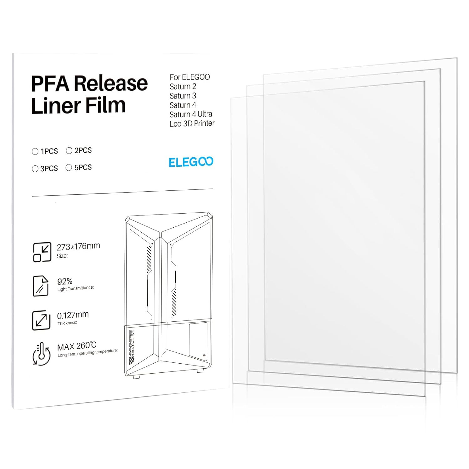 ELEGOO 3PCS PFA Release Liner Film for Saturn 2/8K/3/4/4 Ultra/4 Ultra 16K Resin