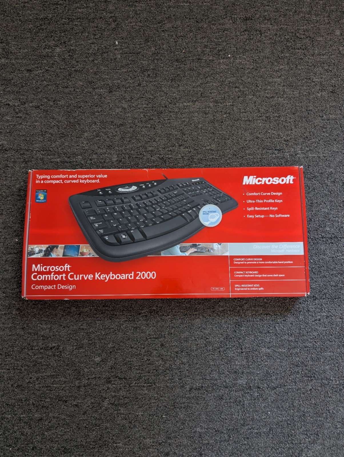 SEALED Microsoft Comfort Curve 2000 Keyboard Wired USB Ergonomic Compact Design