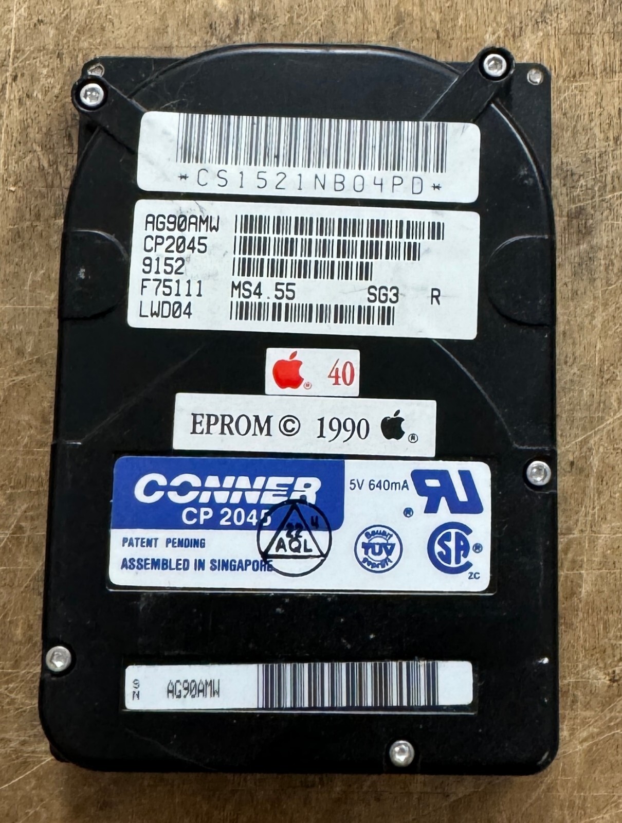 Apple CONNER CP 2045 40MB SCSI 2.5" Internal Hard Drive UNTESTED