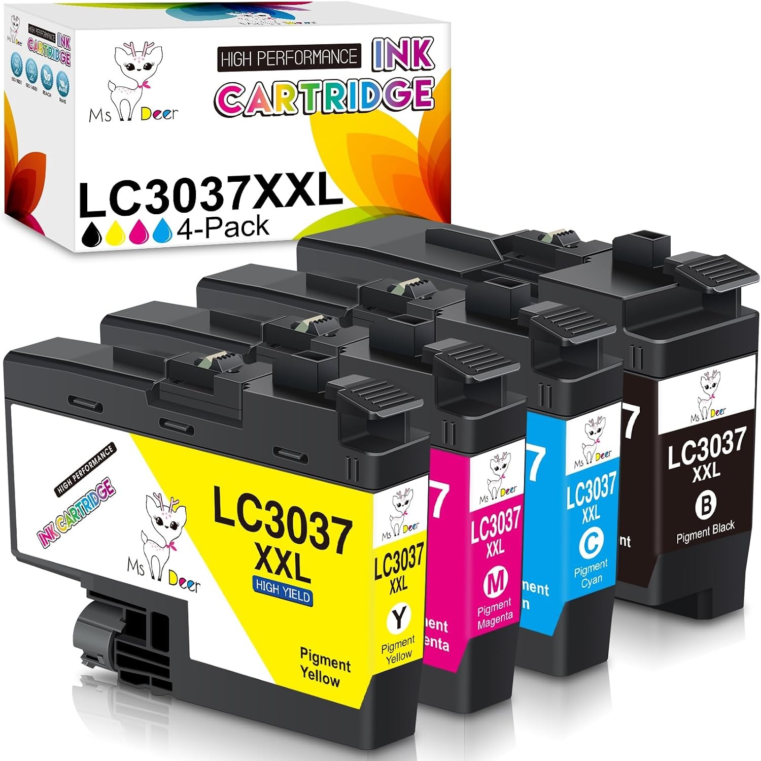 LC3037 Ink Cartridges BK C M Y for Brother MFC-J6945DW High-Yield
