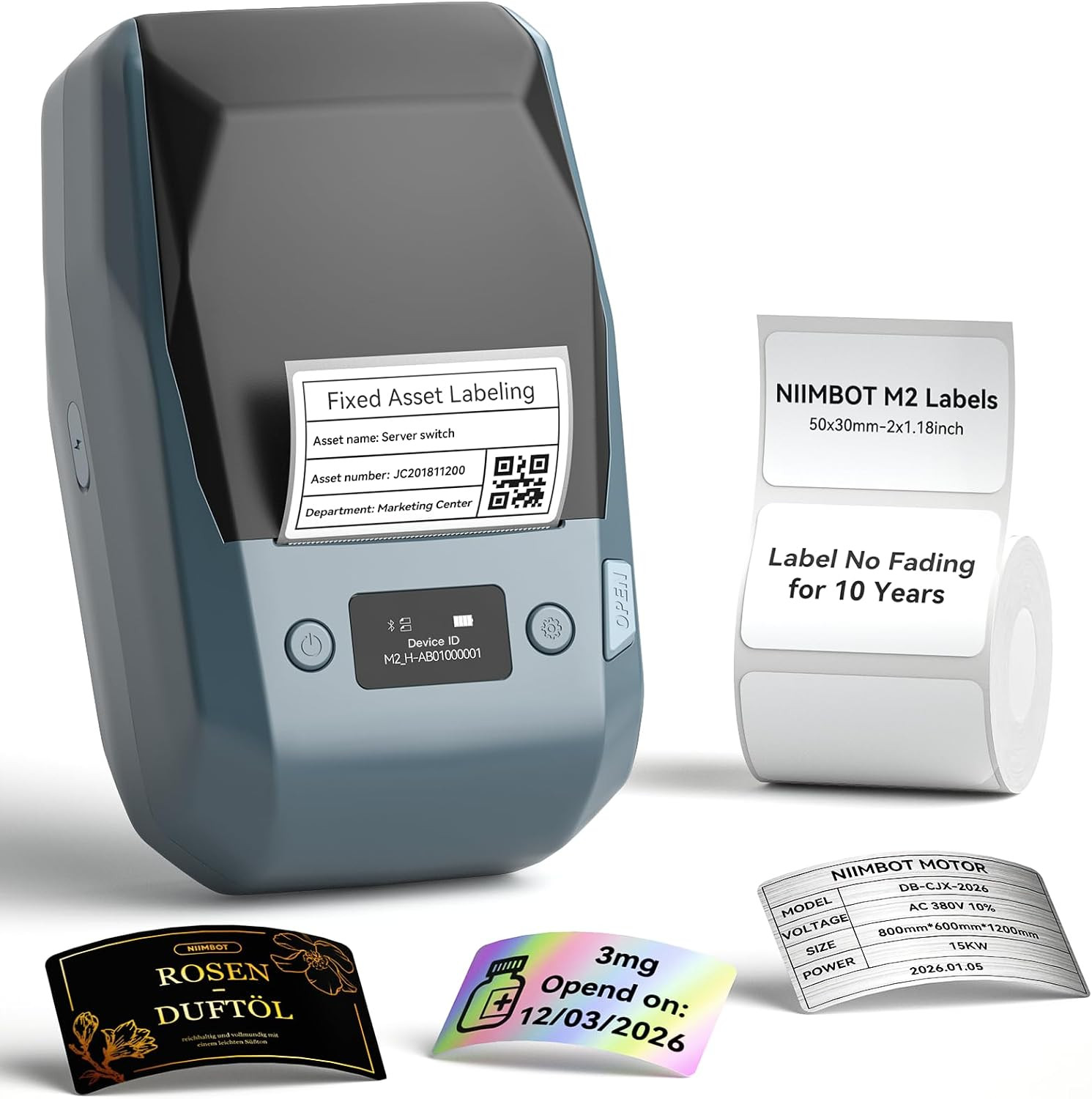 NIIMBOT M2 2 Inch Thermal Transfer Label Maker, 300DPI Bluetooth Label Printer,