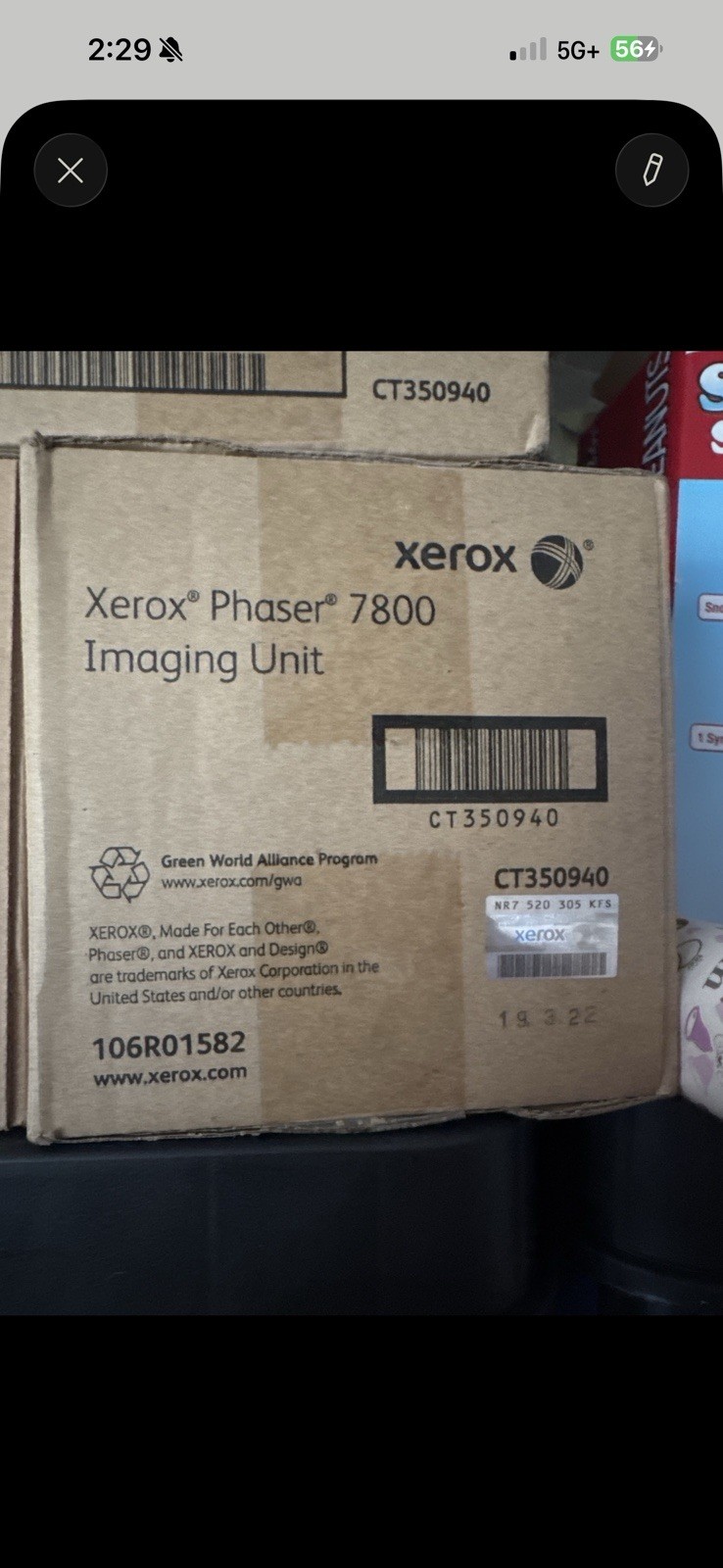 Genuine Xerox 106R01582 Phaser 7800 Imaging Unit NEW OEM 145000 Yield