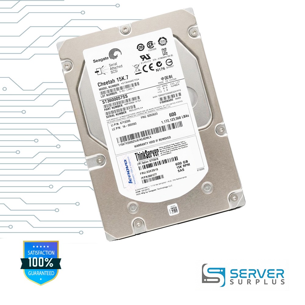 Lenovo Cheetah 15K.7 600GB SAS 15K RPM 3.5 in Enterprise HDD | 03X3623