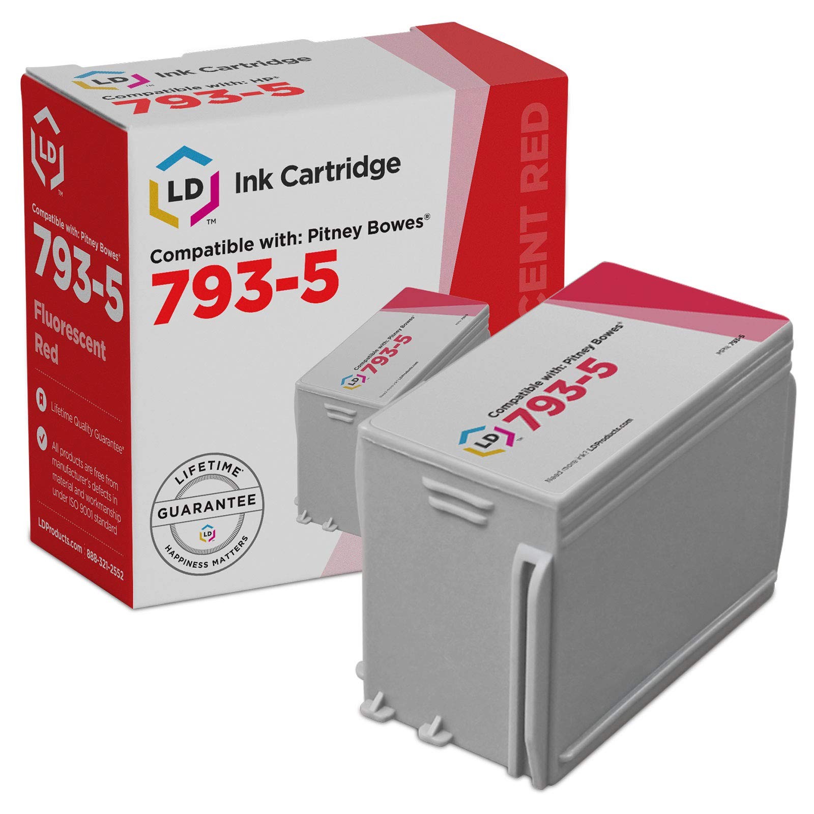 LD 793-5 Fluorescent Red Ink Cartridge for Pitney Bowes Printer