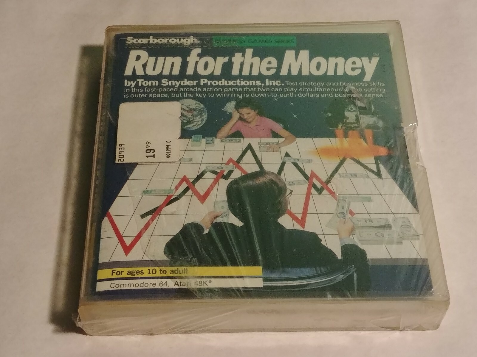 Commodore 64 and ATARI48K Rare Combo Game RUN FOR THE MONEY by Scarborough
