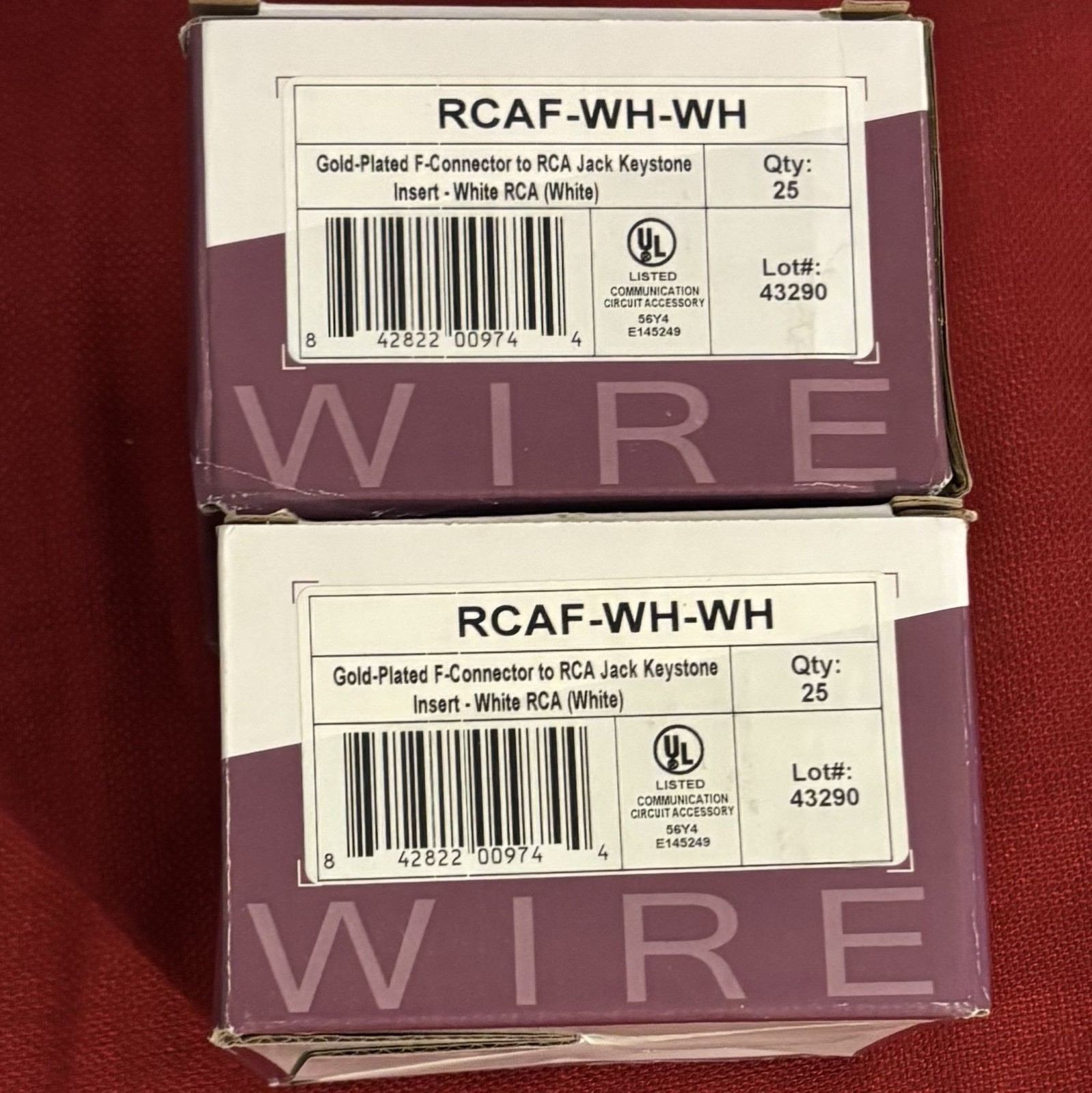 50 Qty - Wirepath Gold-Plated F-Connector to RCA Jack Keystone Insert RCAF-WH-WH