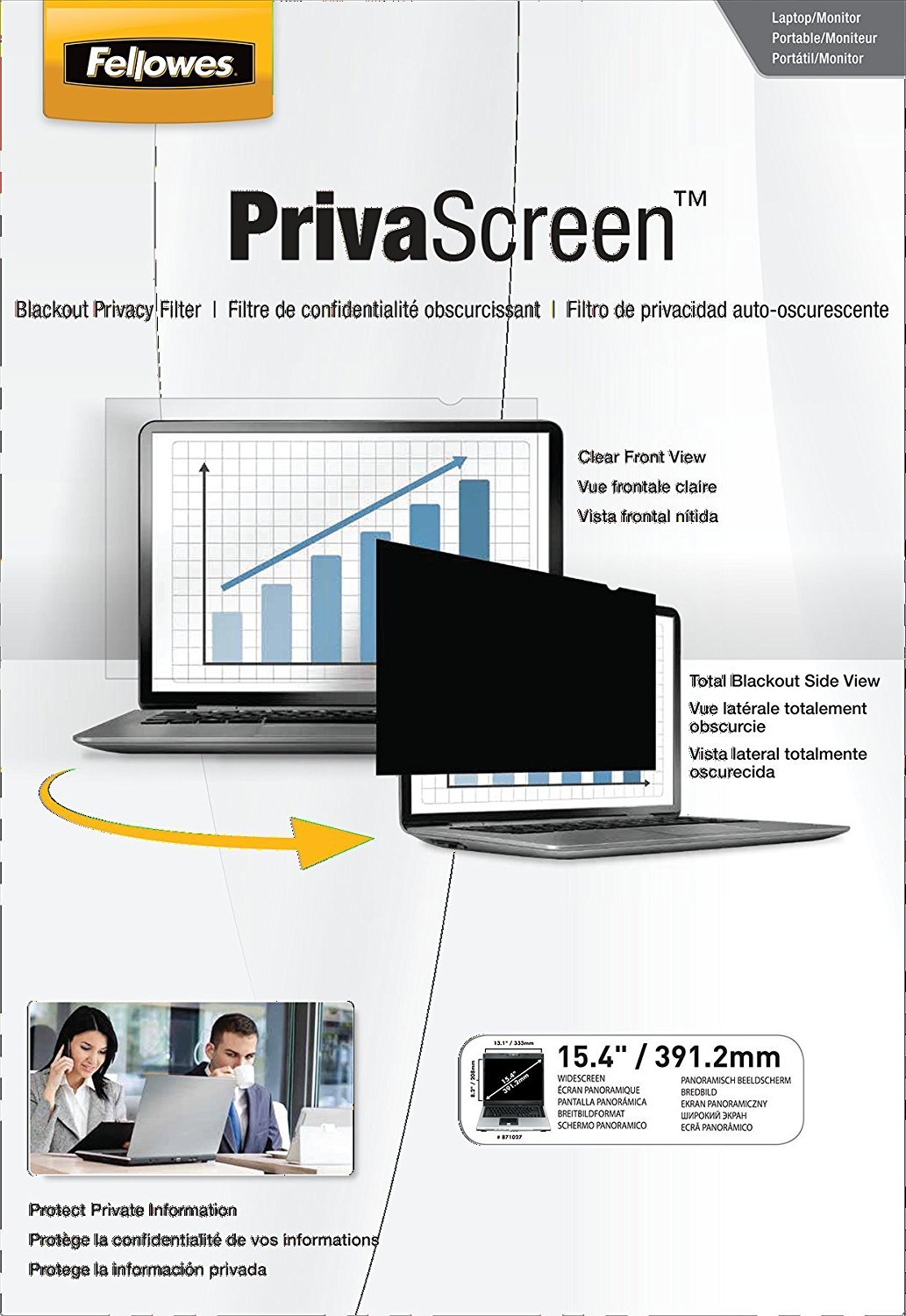Fellowes PrivaScreen 15.4" Widescreen Blackout Privacy Screen Filter 4800701