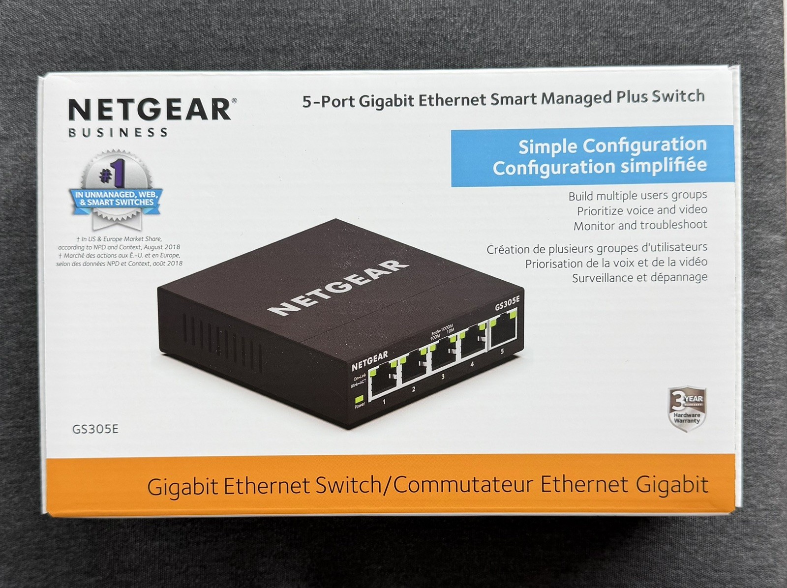 NETGEAR 5-Port Gigabit Ethernet Smart Managed Plus Switch GS305E *WARRANTY*