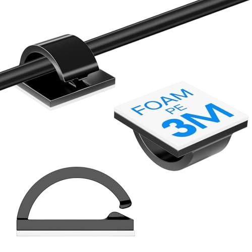 Pcs Adhesive Cable Clips Small, Cord Holder, Cord Clips for Dash cam, 120 Black