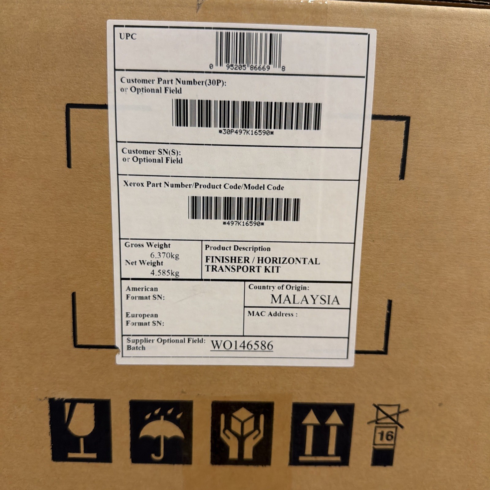 Xerox Finisher/horizontal Transport Kit 497k16590