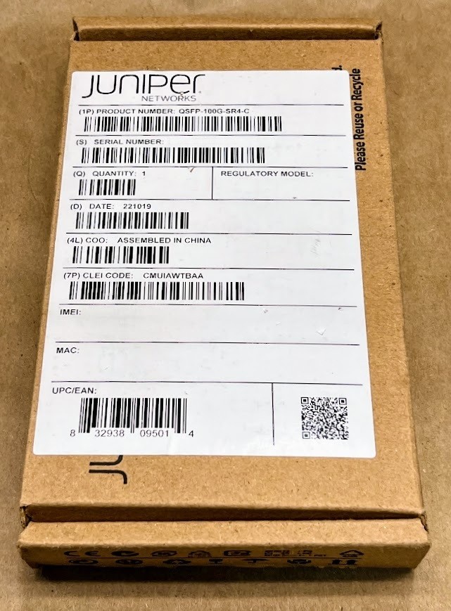 Juniper QSFP-100G-SR4-C 100G QSFP28 SR4 100GbE MMF Transceiver