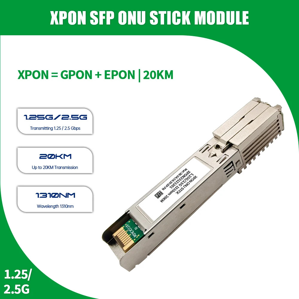 1.25G/2.5G EPON GPON XPON SFP ONU Stick With MAC SC Connector 20KM 1490/1330nm