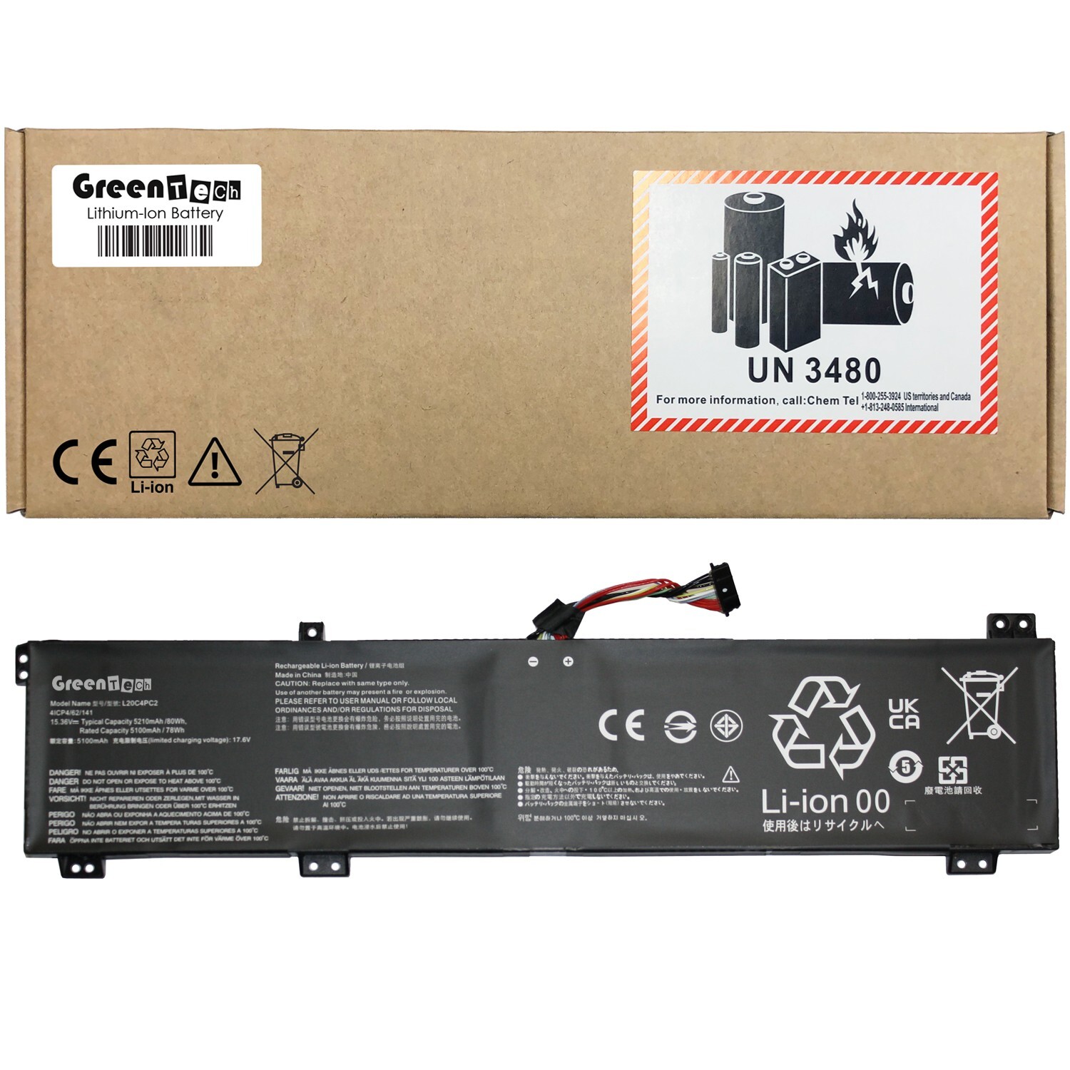 GREENTECH L20M4PC2 SB11B53884 BATTERY FOR LEGION 5-17ITH6H 80W L20D4PC1 L20C4PC1