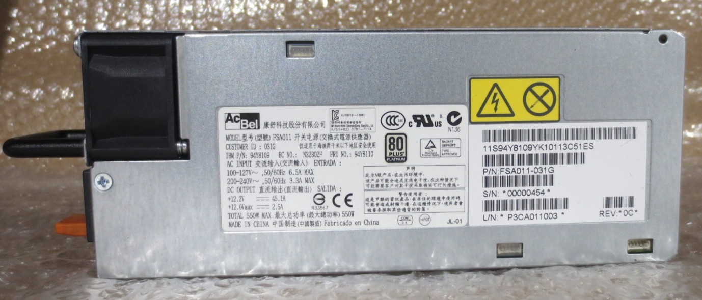 AcBel FSA011 550W 80+ Platinum Server/PC Power Supply PSU