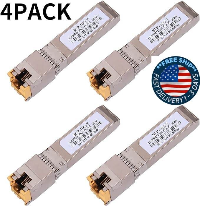 Paquete de 4 módulos de cobre 10G SFP a RJ45 transceptor 10GBase-T de alta.neuvo