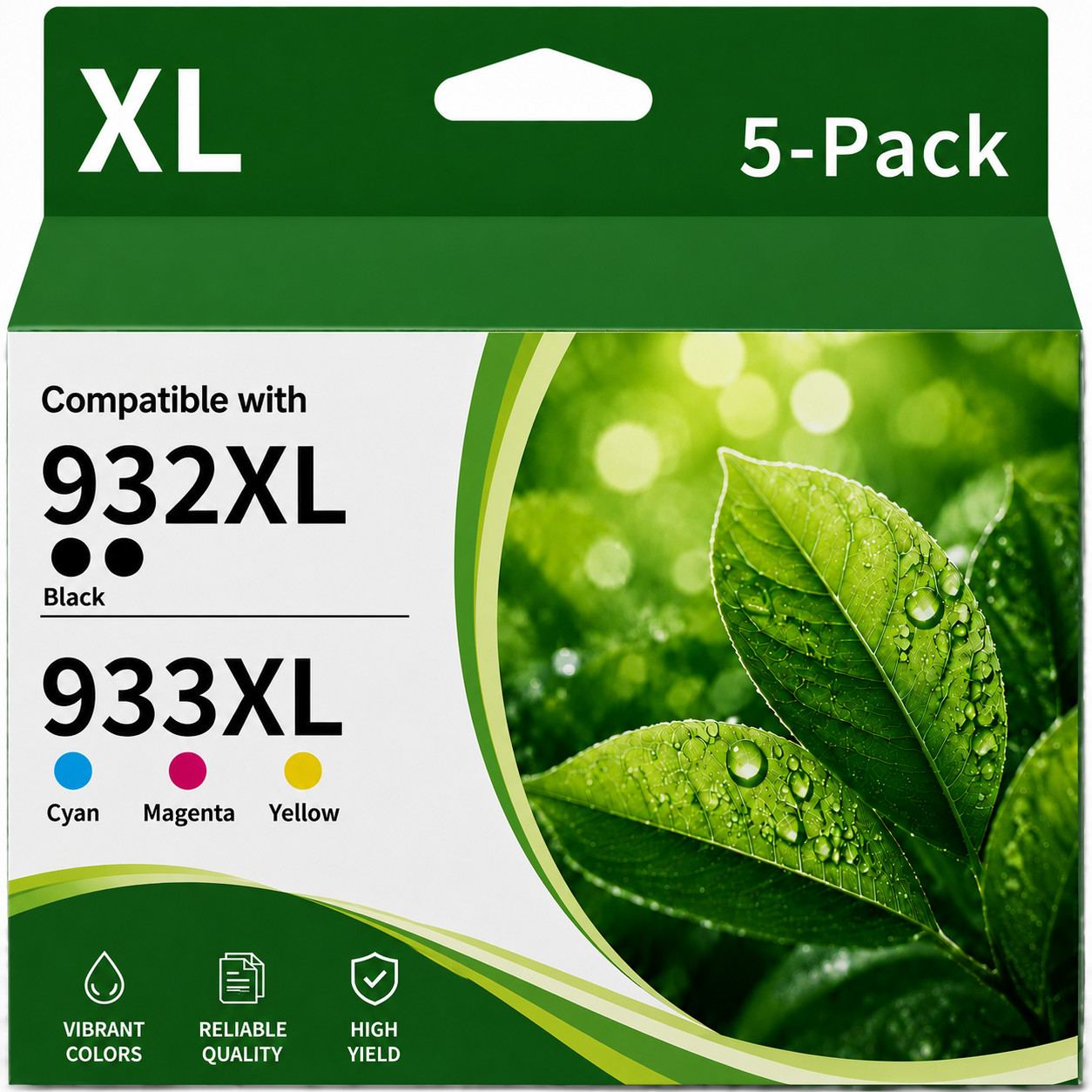 5PK 932XL 933XL Ink Cartridge Replacement for HP Officejet 7110 7510 7612