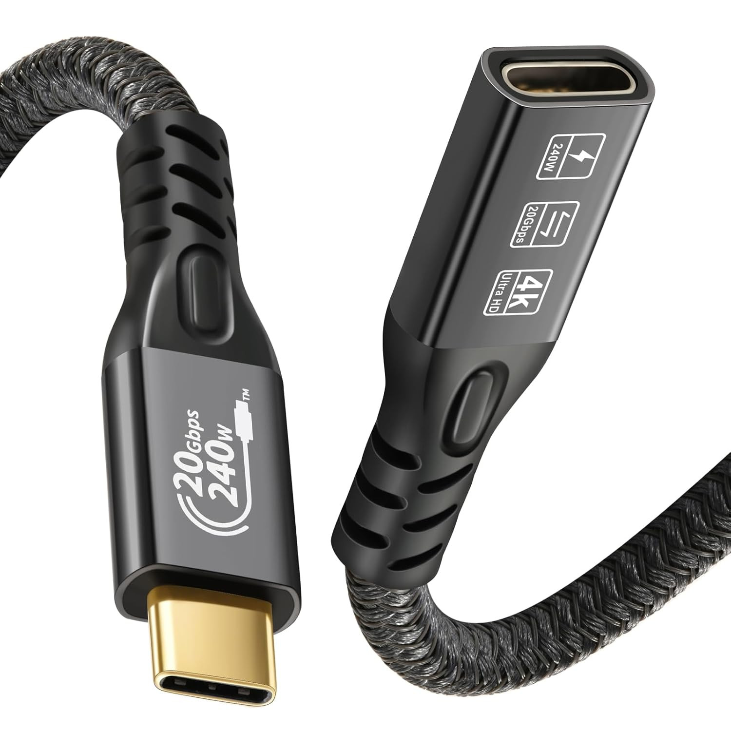 20Gbps USB C 3.2 Extension Cable, USBC 3.2 Gen2 Type-C Male to Female Extender