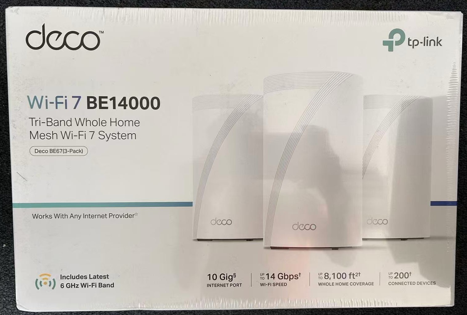 New TP-Link Deco BE68 Wi-Fi 7 BE14000 Tri-Band Mesh Router System 3-Pack 10Gbps