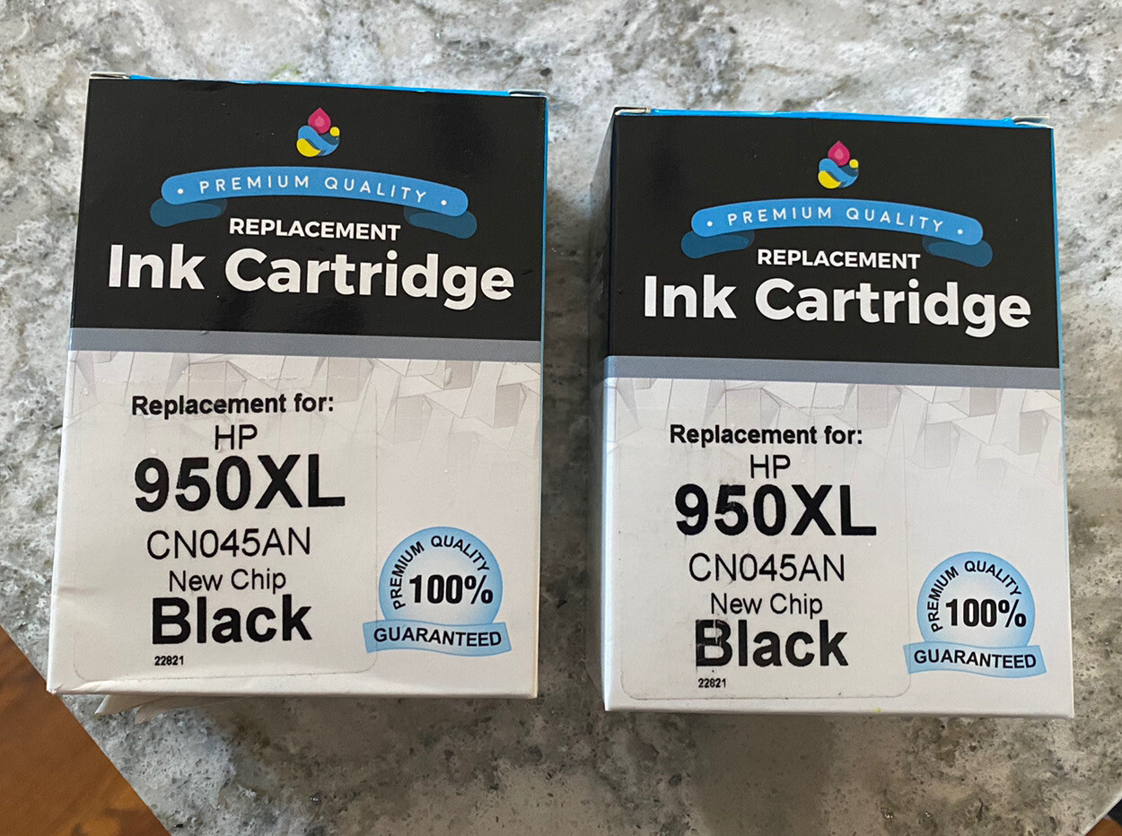 Replacement HP 950XL Black Ink Cartridge - CN045AN - 2 Pack - Sealed