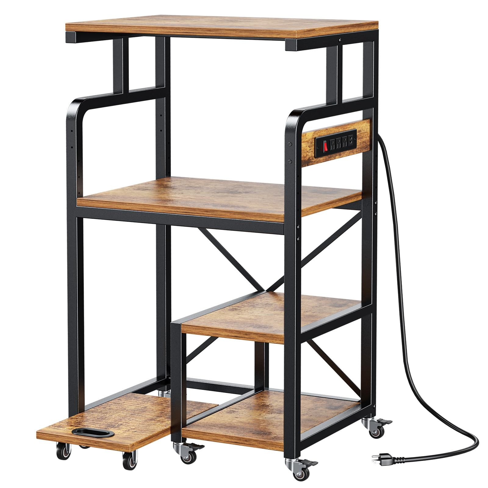 Large 4 Tier Printer Stand, 26.7 x 21.2 x 50.2 Inches Tall Printer Cart with ...