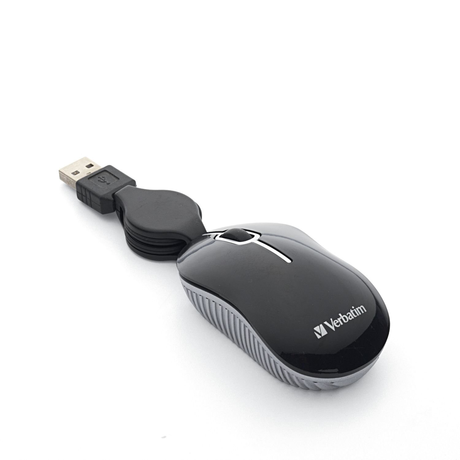 Verbatim Wired Optical Mini USB-A Mouse Retractable Cable Black Travel 98113