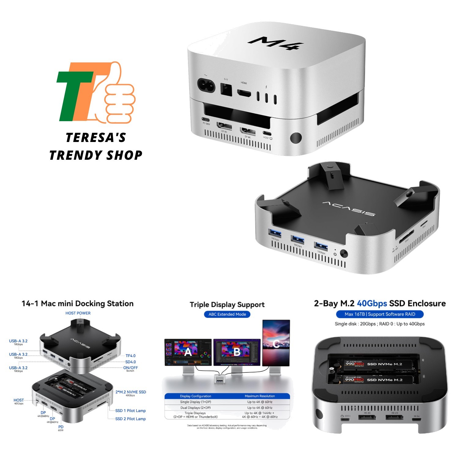 Versatile Mac Mini M4 Dock with Efficient Cooling & 16TB Storage Support