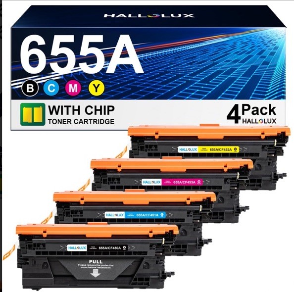 655A Toner Cartridge 4 Pack Replacement For HP 655A CF450A, CF451A, And CF452A