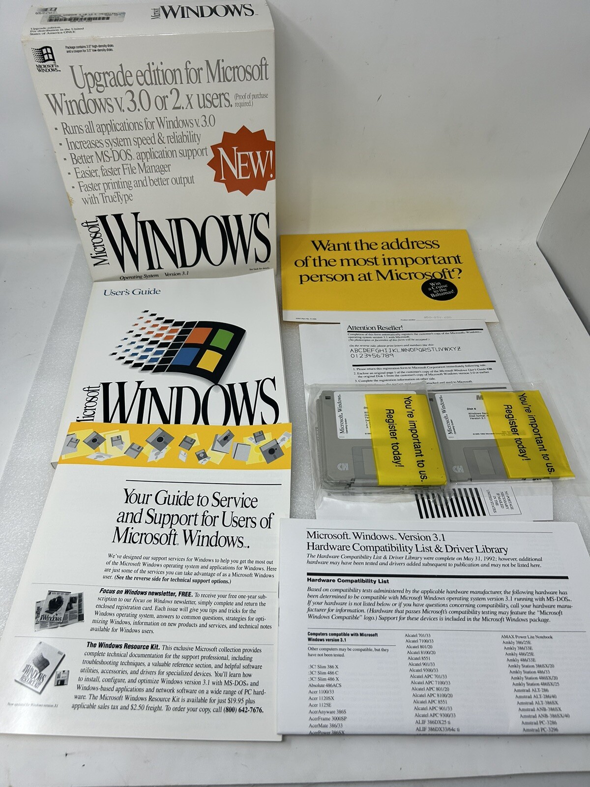 Microsoft Windows 3.1 UPGRADE Edition For Windows 3.0 or 2.X Users 3.5" Disks