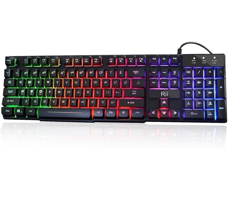 Rii RK100+ Multiple Color Rainbow LED Backlit Large Size USB Wired Mechanical