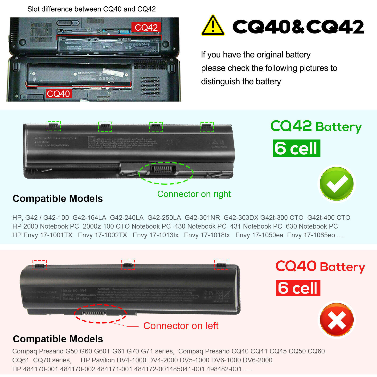 6/9Cells Battery for HP Pavilion 593553-001 MU06 MU09 G4 G6 G7 G62 CQ42 CQ56