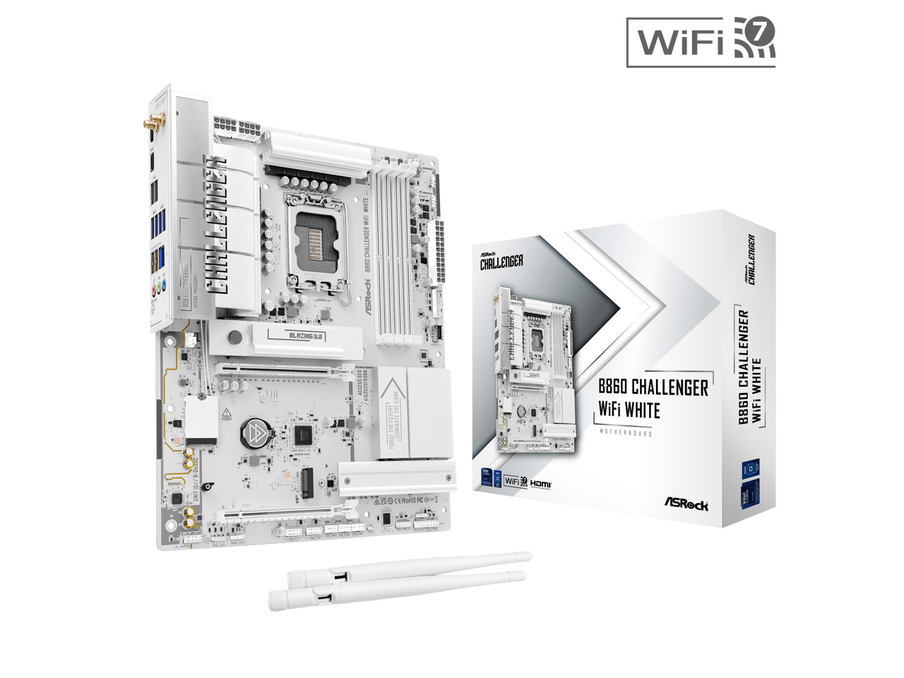 ASRock B860 CHALLENGER WIFI WHITE LGA 1851 Intel B860 SATA 6Gb/s DDR5 Intel Core