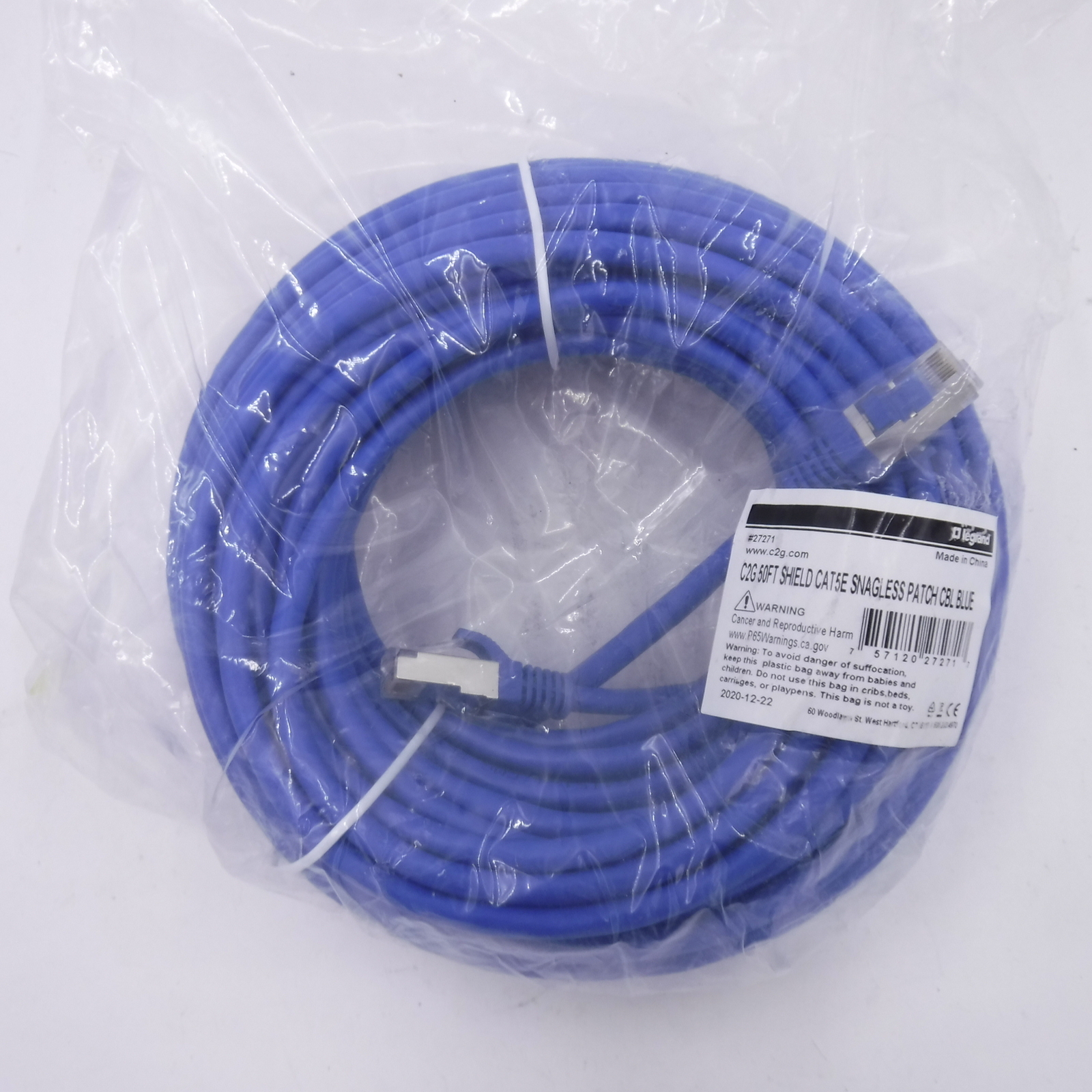 C2G 27271 50FT CAT5E MOLDED SHIELDED (STP) NETWORK PATCH CABLE - BLUE