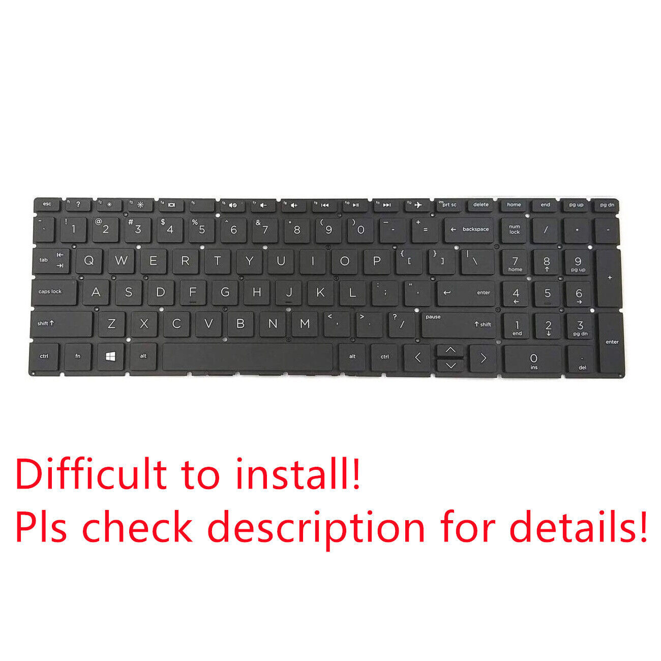 Original US Black Non-Backlit Keyboard for HP 17-by1021cl