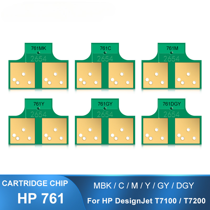 6PC/SET For HP 761 Compatible Ink Cartridge Chip for HP DesignJet T7100 T7200