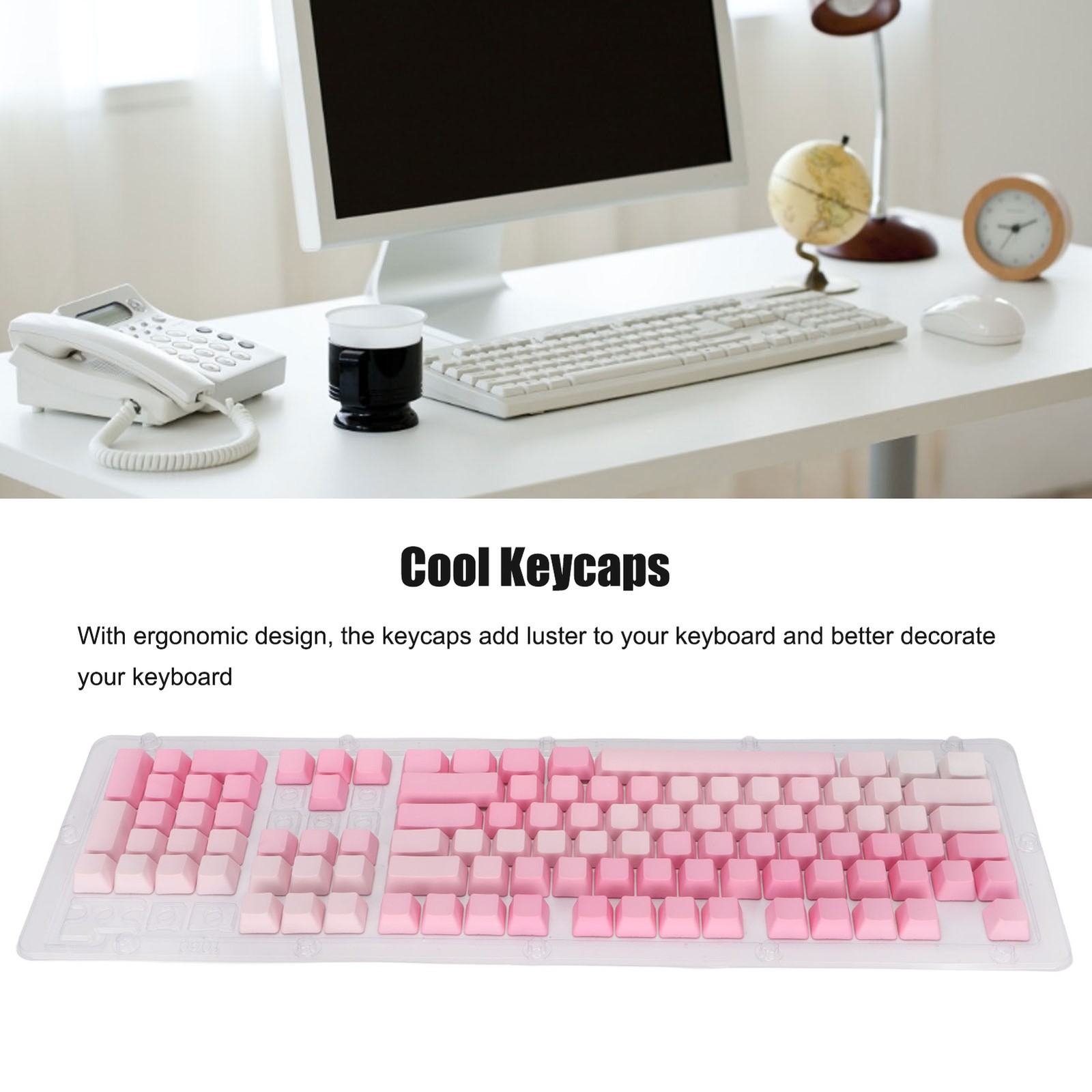 104pcs Custom Keycaps Pink White PBT Opaque Side Engraving Oil Repellent Co AXYE